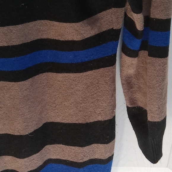 Retro Venus Sweater Dress Size L Stripes Black Blue Tan Striped Long Sleeve - Picture 8 of 9
